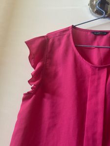 Pink Flutter Sleeves Top