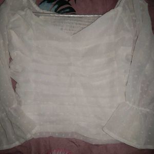White Sheer Sleeve Top