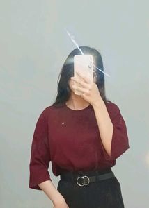 Burgundy T-Shirt Made In Korea