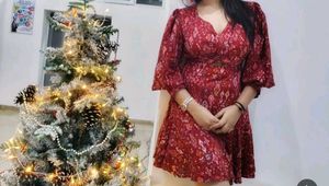 Red Mini Dress with Bohemian Print
