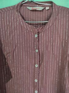 Mauve A line Kurta With Silver Lines