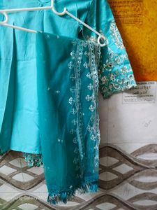 Teal Embroidered Gharara Set