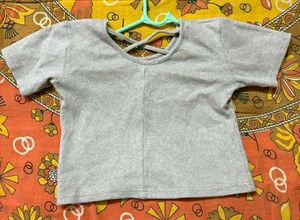 Grey Criss Cross Crop Top