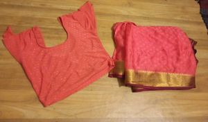 Elegant Pink Saree with blouse