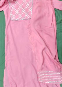 Pink Kurta Set with Silver Detail