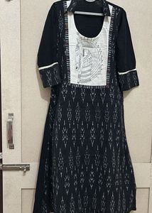 Elegant Black Printed Dress (Navaratri Special)