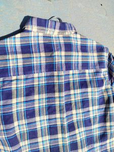 Men Check Shirt Blue