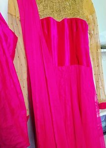 Floor Length Dark Pink Designer Gown