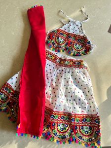 White Bandhani Lehenga Set