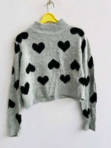 Cute Heart Print Pullover