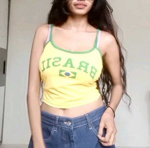 Brazil Graphic Cami Crop Top