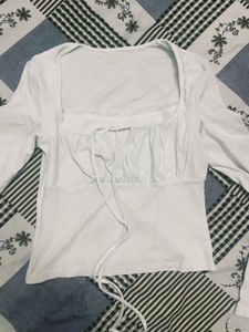 Lace Detail Tie String Fitted Top