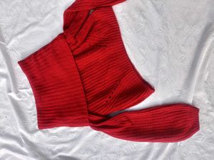 Chic Red Off-Shoulder Sweater