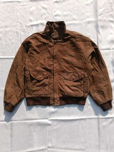 Vintage Brown Suede Bomber Jacket