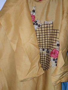 Yellow Embroidered Kurti - XXL