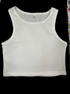 White Crop Tank Top