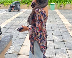 Patterned Long Sleeve Top