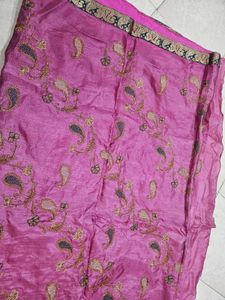 Elegant Embroidered Pink Saree