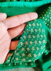 Green Saree With Blouse Piece