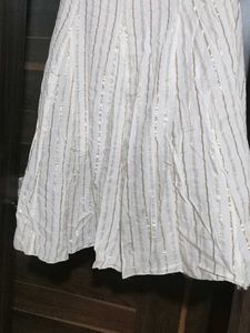 White &amp; Gold Stripe Skirt