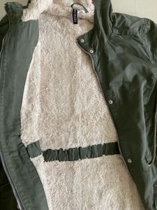 H&amp;M Olive Green Hooded Parka Jacket