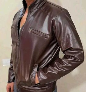 Men's Classy Brown Leather Jacket Unused