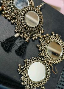 Mirror Embellished Jhumka Set