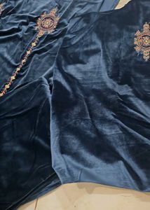 Elegant velvet. suit  with pant &amp; stole  Embroider