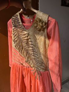 Elegant Coral &amp; Gold Party Dress