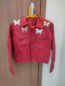 Denim Jacket With Butterfly Design