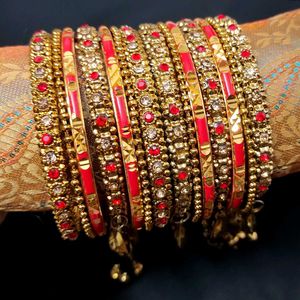 Red &amp; Gold Bridal Bangle Set