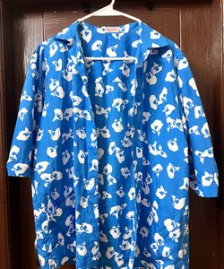 Vibrant Blue PierBe Made in France Abstract Floral
