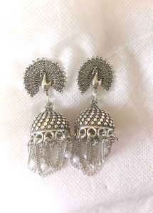silver jhumkas