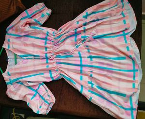 Pink Frock , Balloon Sleeve Fit & Flare