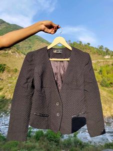 Korean Black Jacket With Textured Fabric