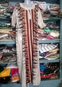 Brown & Beige Printed Maxi Dress
