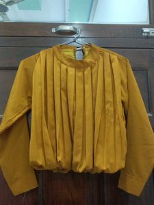 Mustard Yellow Balloon Top For Girls