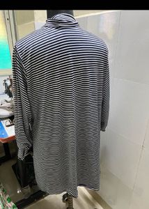 Striped Mock Neck Tunic Top