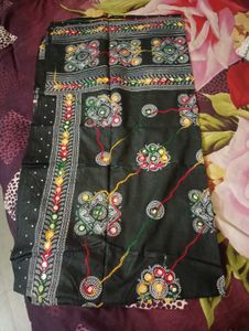 Free Gift Available Black cotton dupatta embroide
