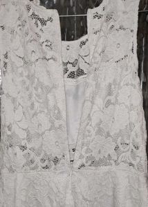 Stylish White Mini Fork Or One Piece For Girls