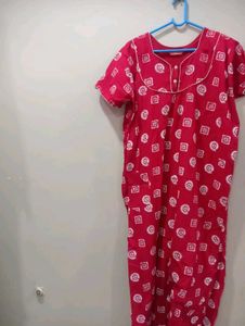 pure cotton pink  Printed Nighty