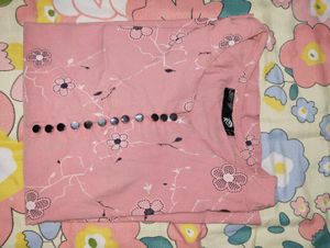 Pink Floral Print Tunic Top