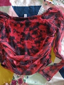 Red &amp; Black Tie-Dye Top
