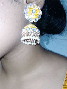 Yellow Jhumka Earrings
