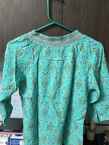 Teal Cinched Neck Top