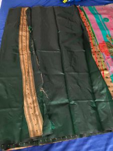 Dark green paithani saree