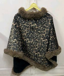 Leopard Print Faux Fur Cape