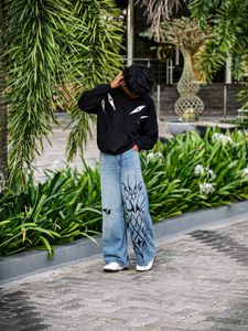 Statement Denim &amp; Graphic Hoodie All size Availabl