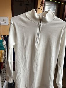 White Long Sleeve Zipper Top