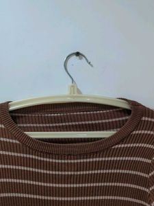 Striped Brown Casual Dress